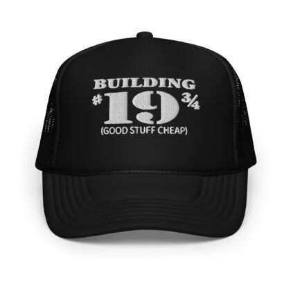 boston building 19 trucker hat front view